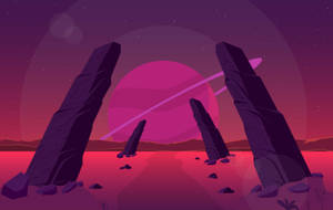 Pink Stonehenge Vector Art Wallpaper