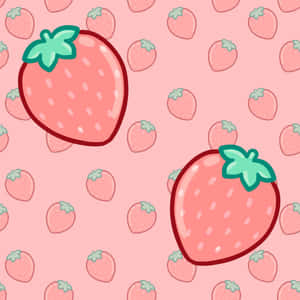 Pink Strawberry Pattern Background Wallpaper