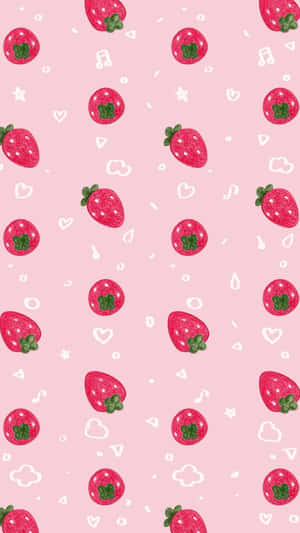 Pink_ Strawberry_ Pattern_ Background Wallpaper