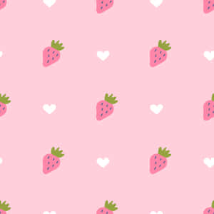 Pink Strawberry Pattern Background Wallpaper