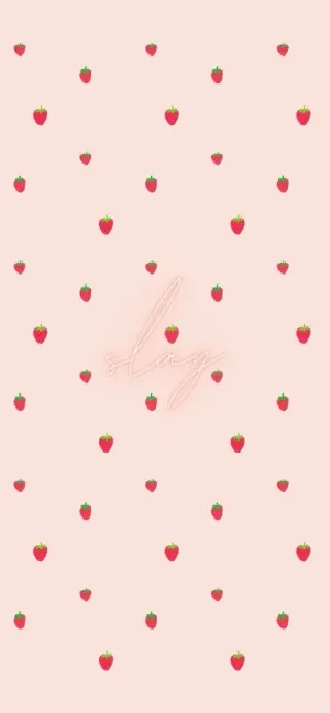 Pink Strawberry Pattern Slay Background Wallpaper