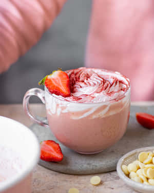 Pink Strawberry Smoothie Delight Wallpaper