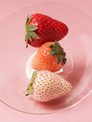 Pink Strawberry Varietieson Plate Wallpaper