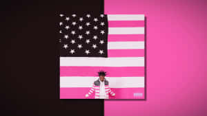 Pink Striped American Flag Album Cover Wallpaper