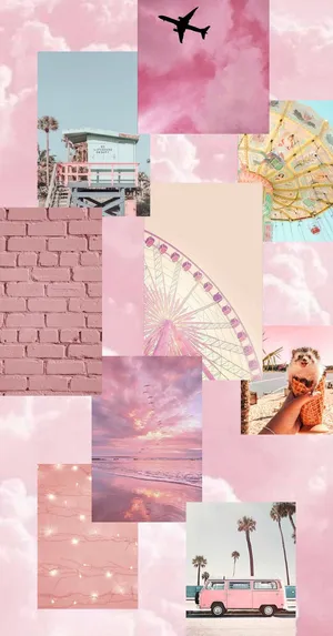Pink Summer Aesthetic Collage Wallpaper