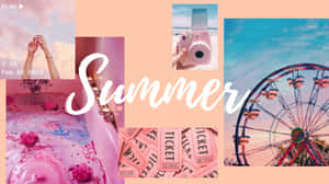 Pink Summer Aesthetic Collage Wallpaper