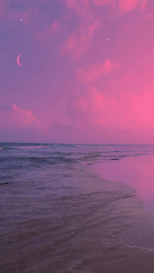 Pink Summer Beach Nightscape Wallpaper