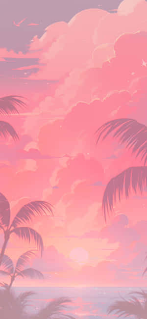 Pink Summer Beach Sunset Aesthetic.jpg Wallpaper