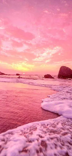 Pink Sunset Beachi Phone Wallpaper Wallpaper