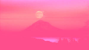 Pink Sunset Mountain View Wallpaper