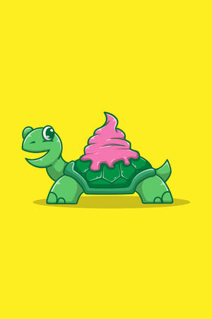 Pink Swirl On Cartoon Turtle Wallpaper