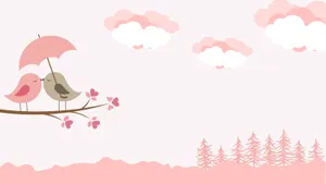 Pink Themed Loved Birds Cute Pc Wallpaper Wallpaper