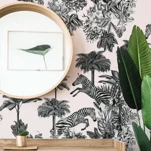 Pink Wall Zebra Interior Design Wallpaper