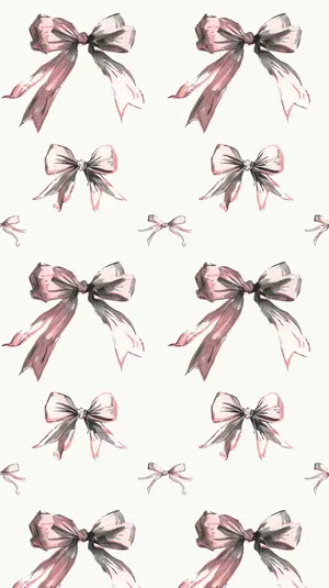 Pink Watercolor Bows Pattern Wallpaper