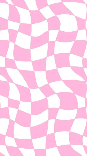 Pink White Wavy Checkered Pattern Wallpaper