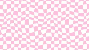 Pink White Wavy Checkered Pattern Wallpaper