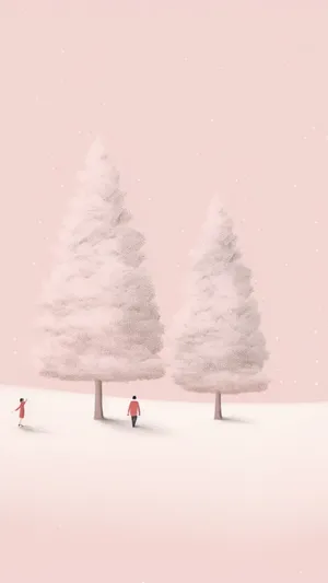 Pink Winter Christmas Scene Wallpaper