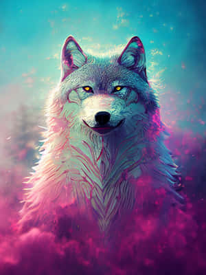 Pink Wolf Staring Intensely At The Camera Wallpaper