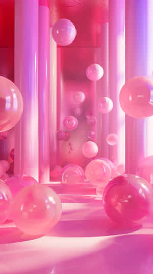 Pink3 D Bubblesand Columns Wallpaper