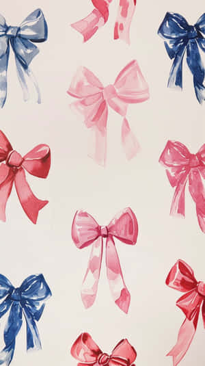 Pinkand Blue Bows Pattern Wallpaper