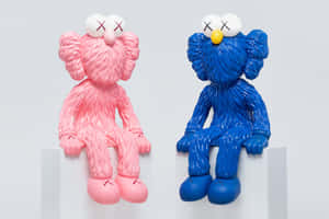 Pinkand Blue Kaws Figures Wallpaper