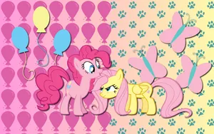 Pinkie_ Pie_ Comforting_ Fluttershy_ Vector_ Art Wallpaper
