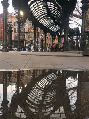 Pioneer Square Seattle Iron Pergola Reflection Wallpaper