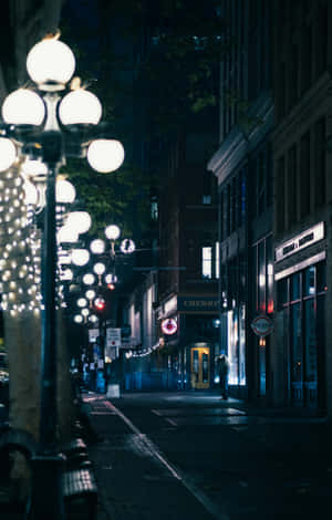 Pioneer Square Seattle Nighttime Street View Wallpaper