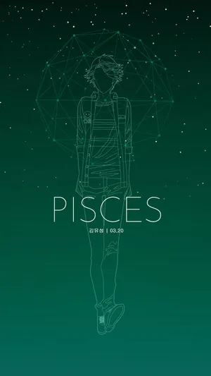 Pisces Anime Line Art Wallpaper