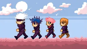 Pixel Art Anime Characters Wallpaper
