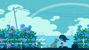 Pixel Art Anime Garden Scene Wallpaper