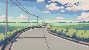 Pixel Art Anime Road Wallpaper