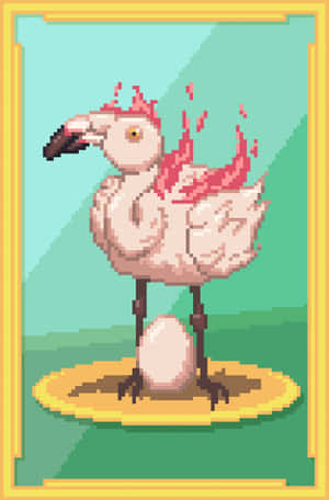 Pixel Art Flamingo Egg Hatching Wallpaper