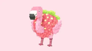 Pixel Art Flamingo Strawberry Wallpaper