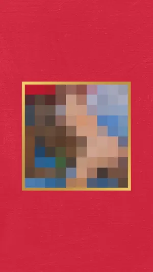 Pixelated Artworkon Red Background Wallpaper