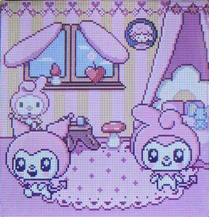 Pixelated Cute Characters Room Scene Wallpaper