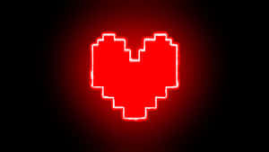 Pixelated Heart Red Glow Wallpaper