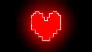 Pixelated Heart Red Glow Wallpaper