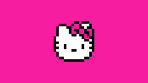 Pixelated Hello Kitty Iconon Pink Background Wallpaper
