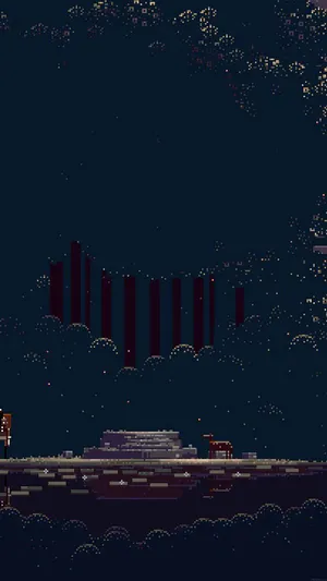 Pixelated Night Sky Arcade Game Scene Wallpaper