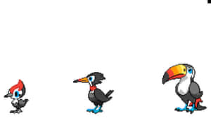 Pixelated Pikipek, Trumbeak, And Toucannon Wallpaper