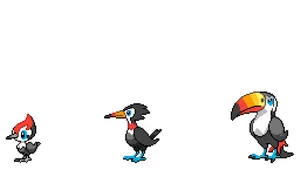 Pixelated Pikipek, Trumbeak, And Toucannon Wallpaper