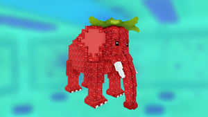 Pixelated Red Elephant Model Wallpaper