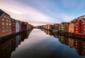 Placid Water Neighborhood In Norway Wallpaper