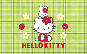 Plaid Green Hello Kitty Desktop Wallpaper