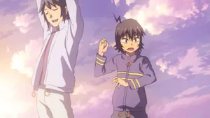 Planet_ With_ Characters_ Sunset_ Background Wallpaper