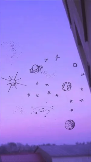 Planets And Stars Pastel Purple Tumblr Wallpaper