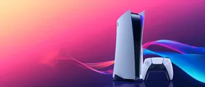 Play Station5 Consoleand Controlleron Colorful Background Wallpaper