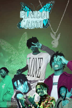 Playboi Carti Collage With Explicit Sticker Wallpaper