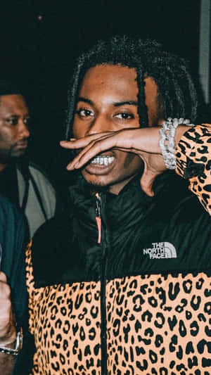 Playboi Carti Leopard Print Jacket Pose Wallpaper